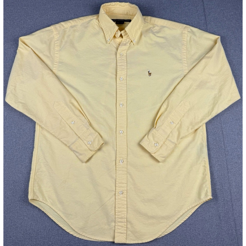 Polo Ralph Lauren Sport Mens L Yellow Oxford Shirt Pony Button Down Vintage